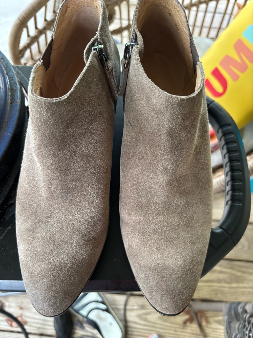 Women’s Caslon Taupe Suede Ankle Boots with zipper on side